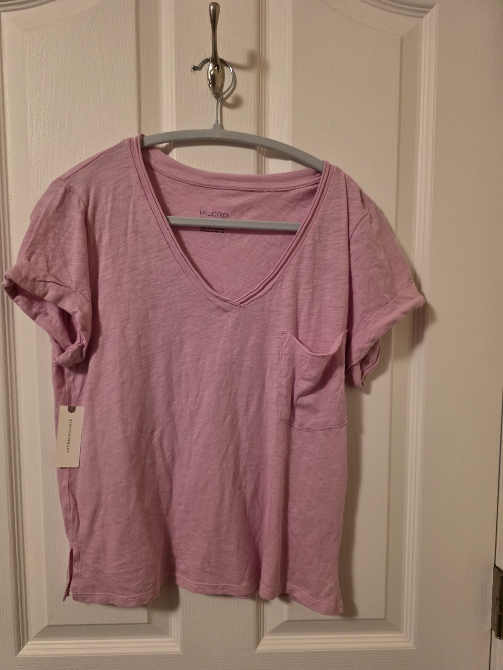 NWT Anthropologie Pilcro Lilac Purple V-Neck Pocket Tee T-Shirt XXS